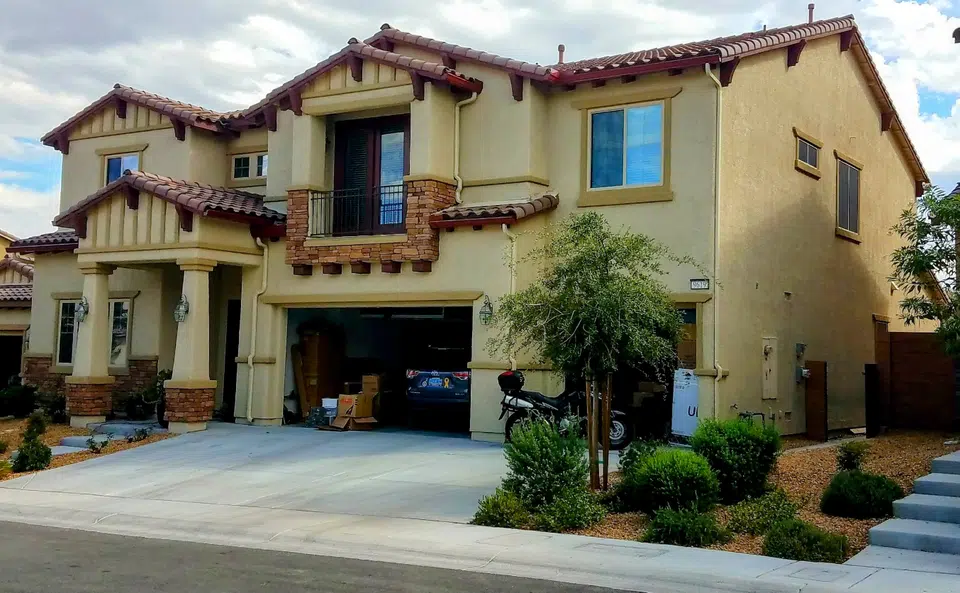 Rain gutter and downspout installation, completed work