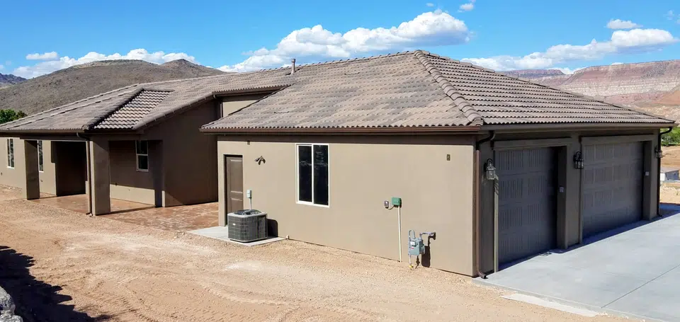 Installed seamless gutter system along the roof edge