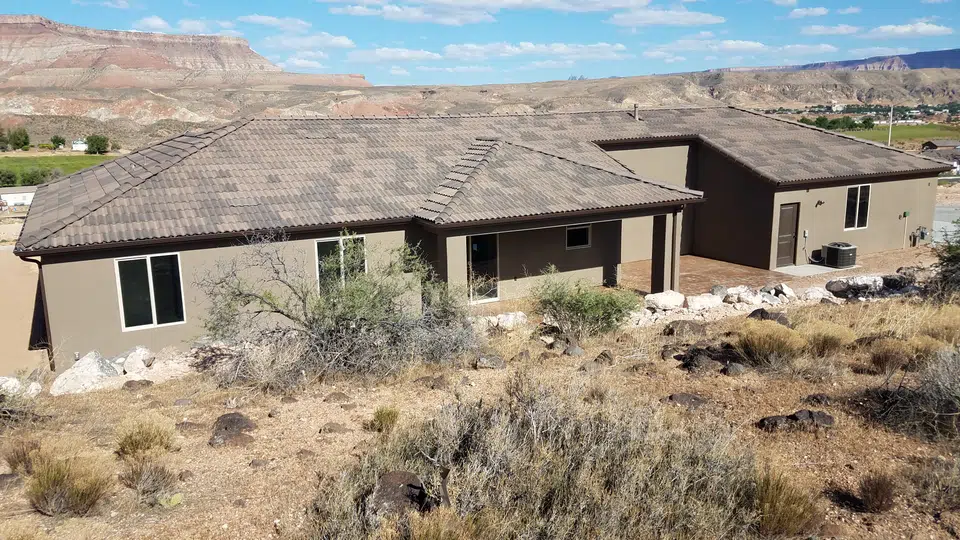 Installed seamless gutter system along the roof edge