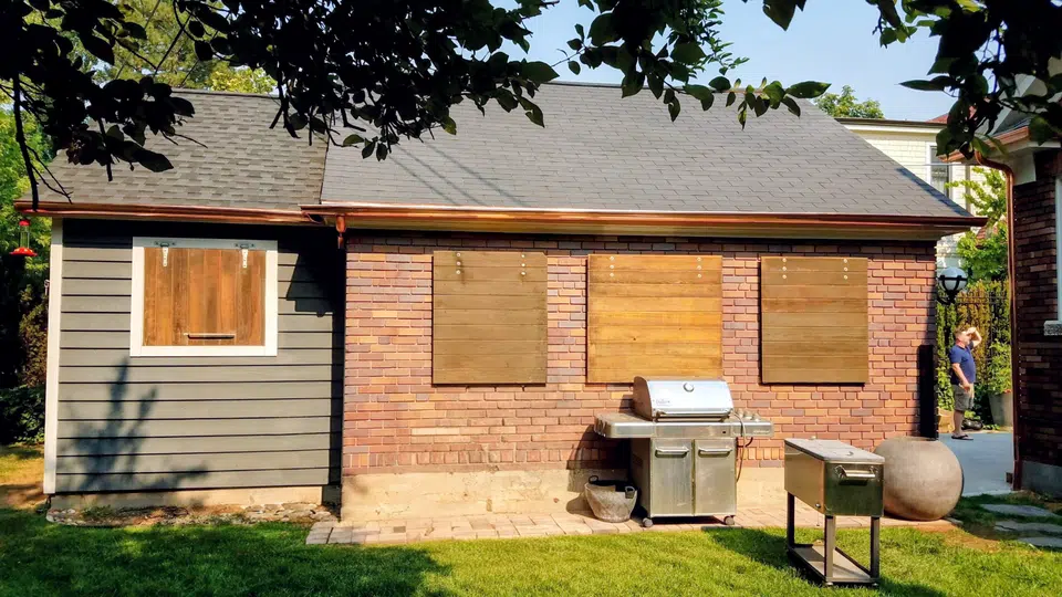 Eave line after seamless gutter installation
