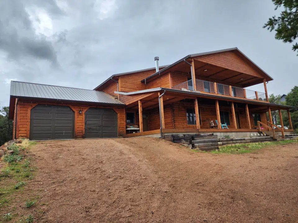 Rain gutter and downspout installation, completed work