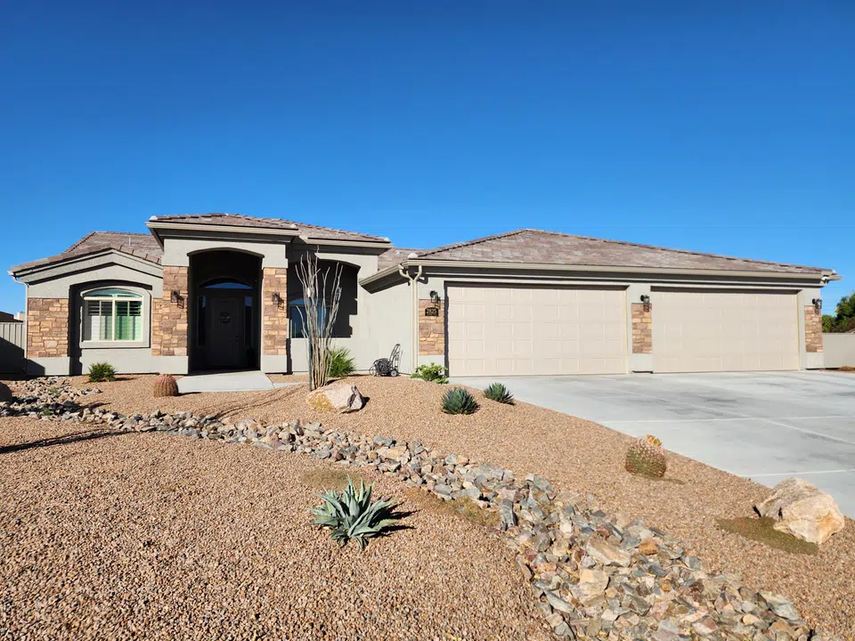 Rain gutter and downspout installation, completed work