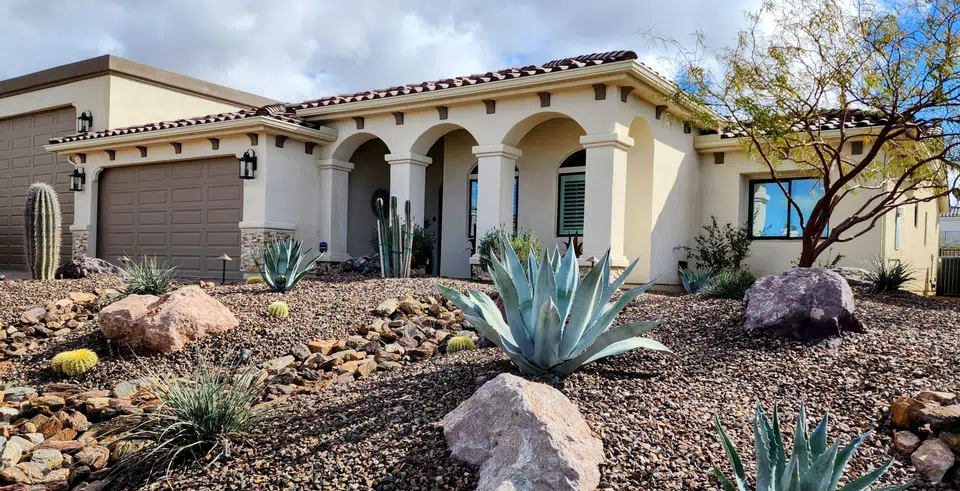 Rain gutter and downspout installation, completed work