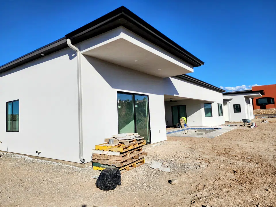 Installed seamless gutter system along the roof edge