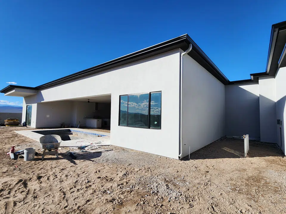 Installed seamless gutter system along the roof edge