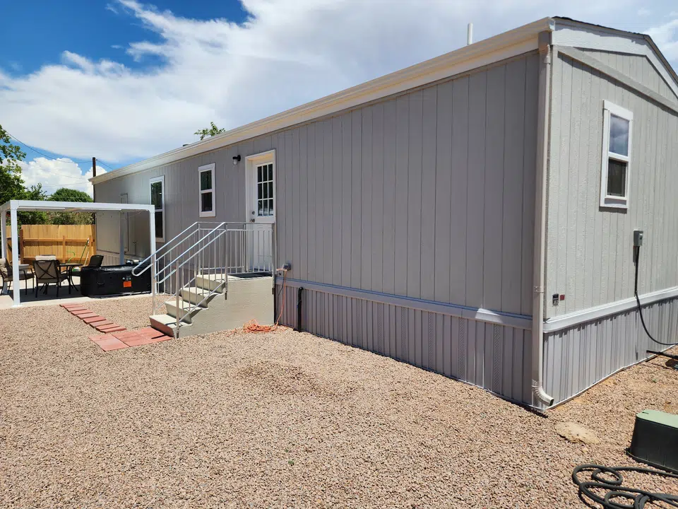 Rain gutter and downspout installation, completed work