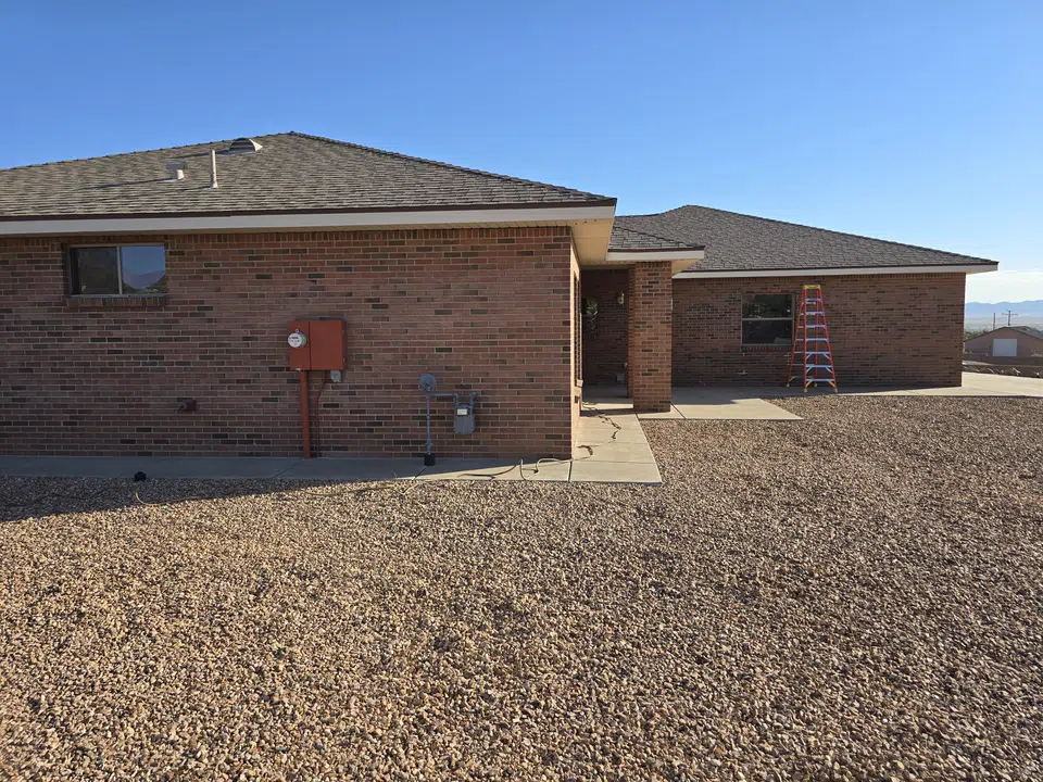 Rain gutter and downspout installation, completed work