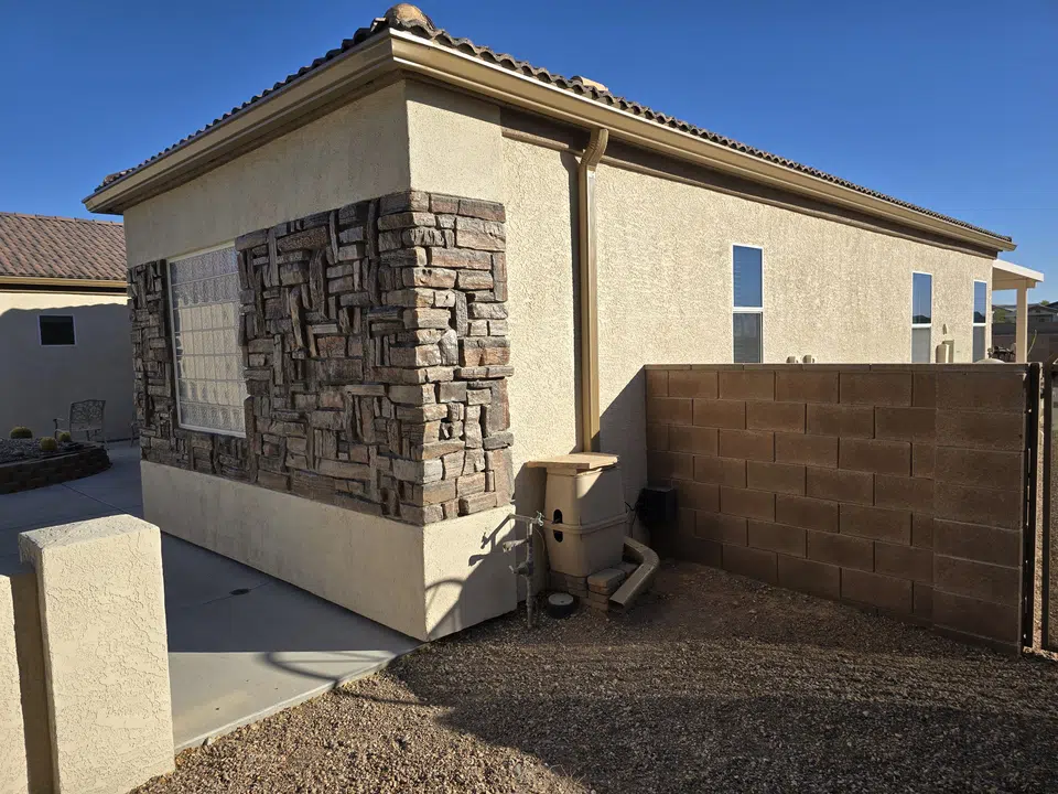 Completed gutter system with downspout routing