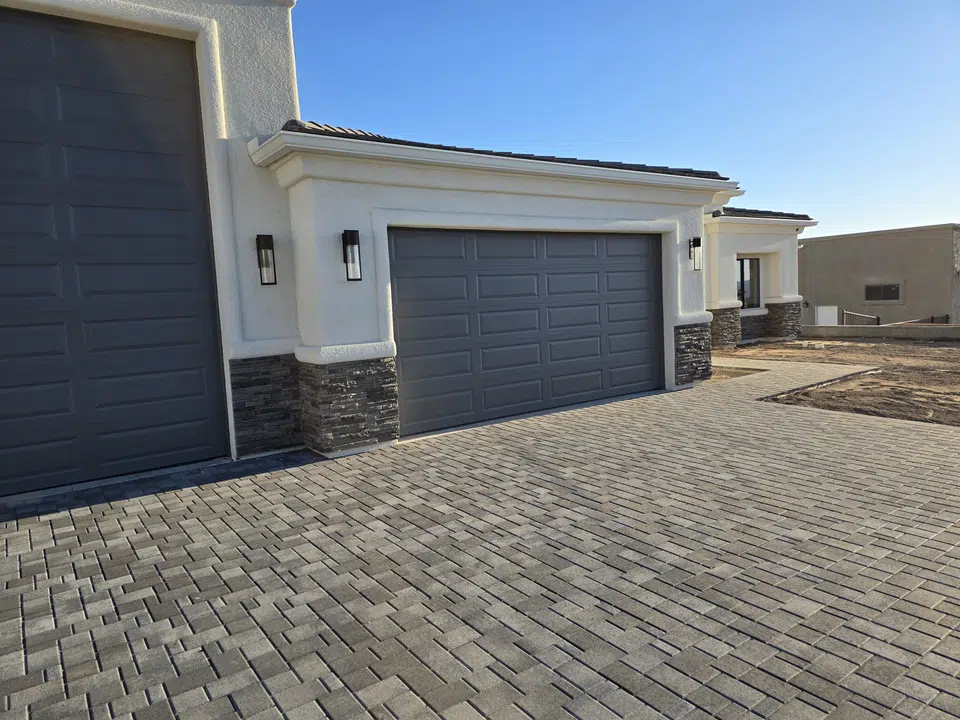 Rain gutter and downspout installation, completed work