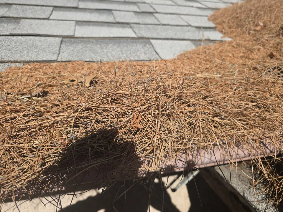 Rain gutter and downspout installation, completed work