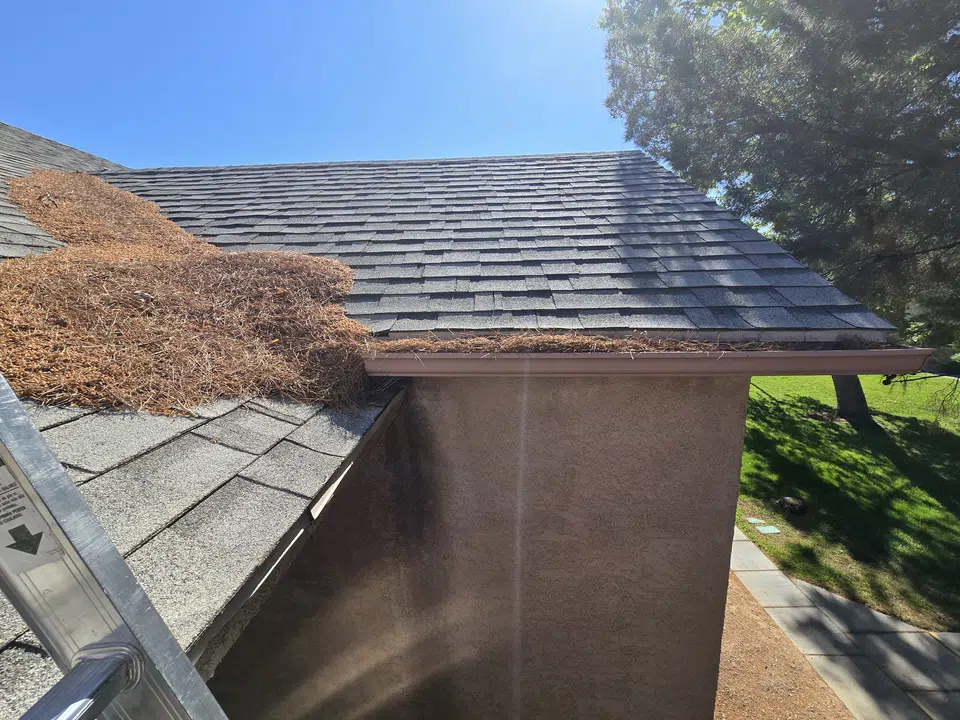 Finished roofline gutter installation on a Southwest home