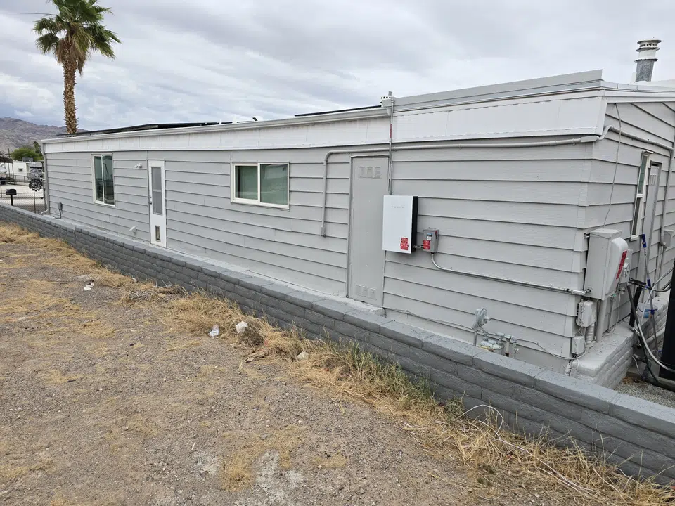 Rain gutter and downspout installation, completed work