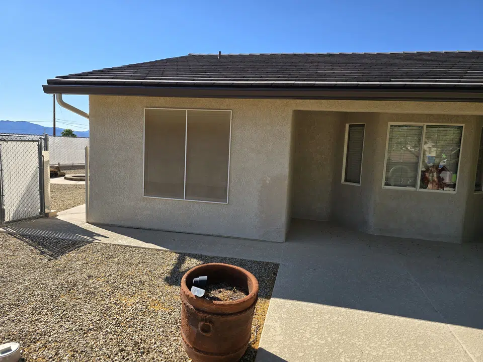Installed seamless gutter system along the roof edge