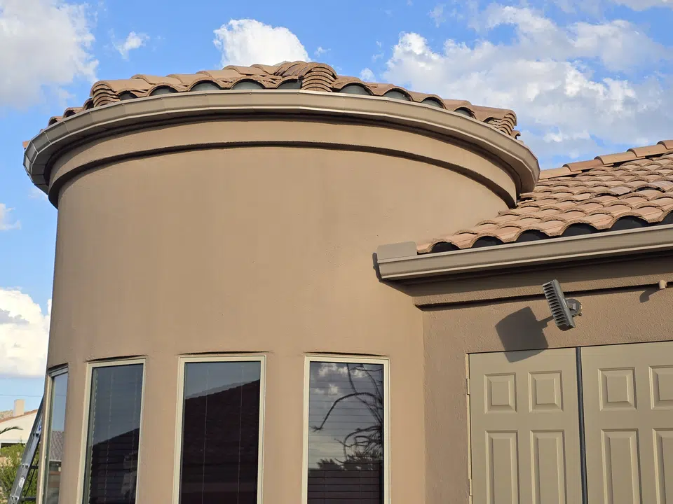 Rain gutter and downspout installation, completed work
