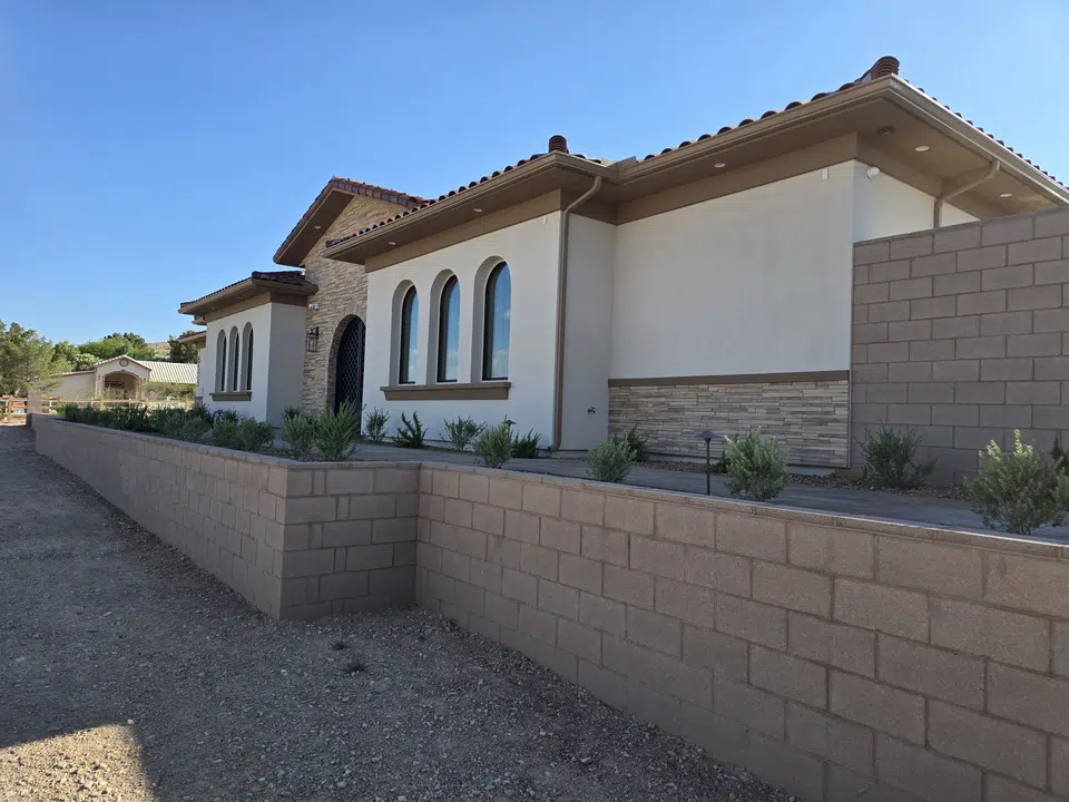 Roofline with newly installed seamless gutters