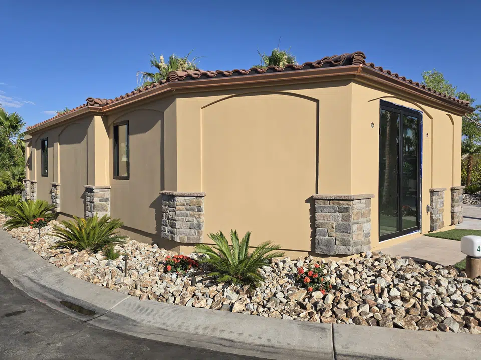 Installed seamless gutter system along the roof edge