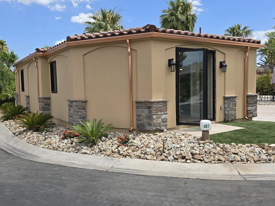 Completed gutter system with downspout routing