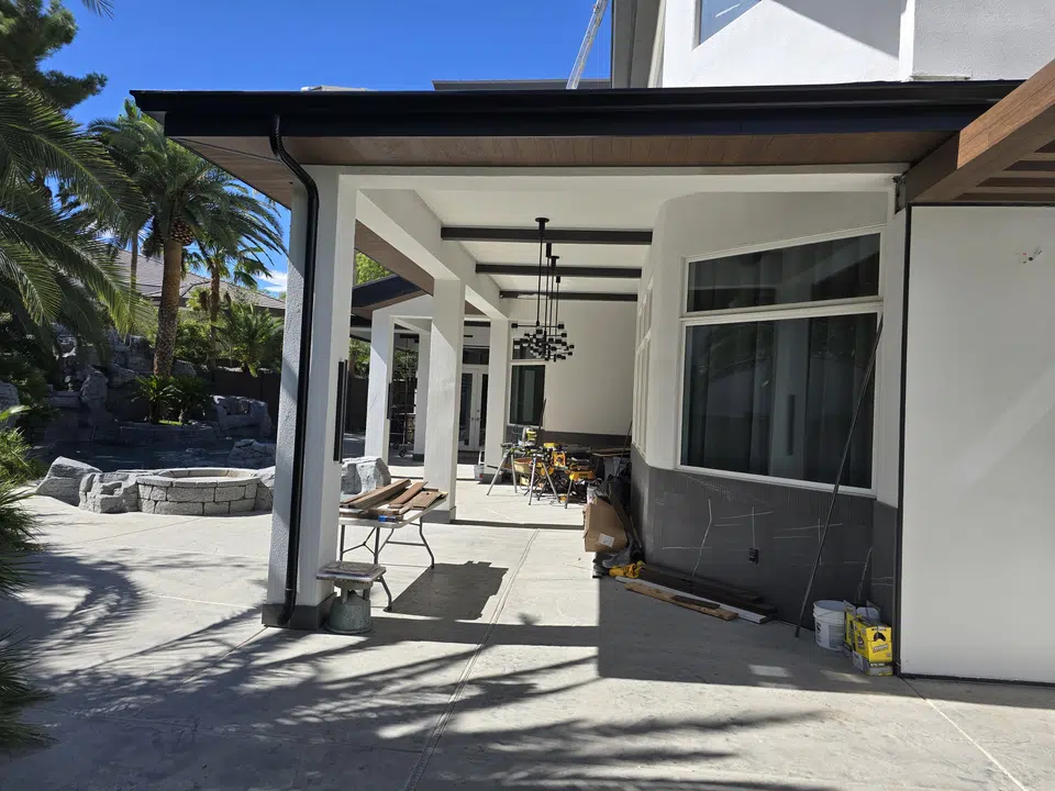 Finished gutter and drainage work on a recent project