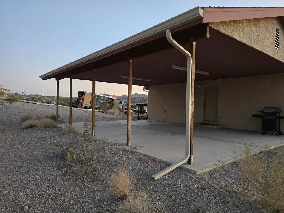 Completed gutter system with downspout routing
