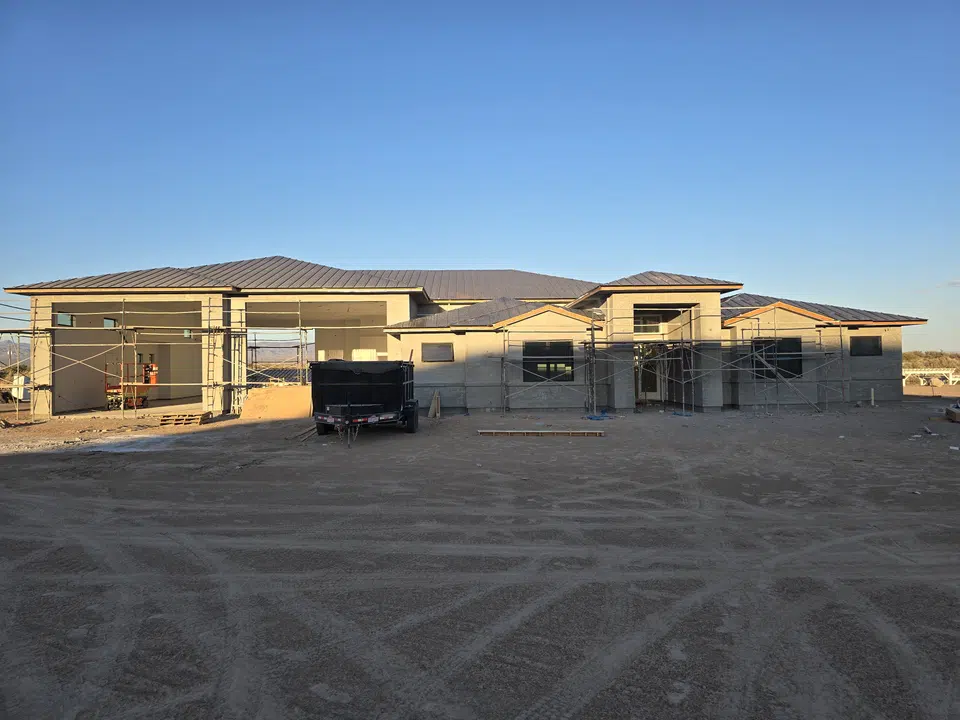 Installed seamless gutter system along the roof edge