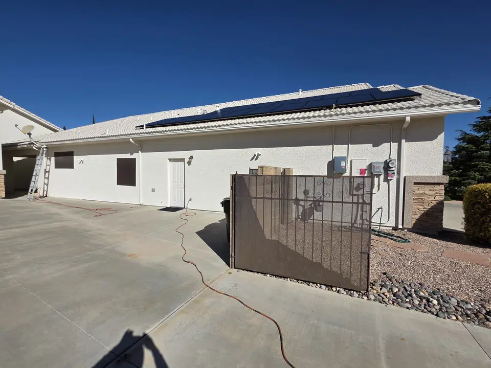 Installed seamless gutter system along the roof edge