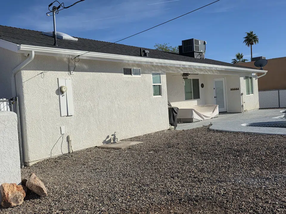 Completed gutter system with downspout routing