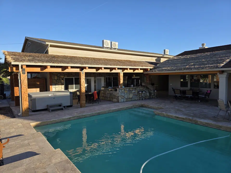 Rain gutter and downspout installation, completed work
