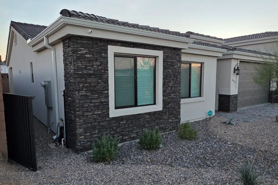 Installed seamless gutter system along the roof edge