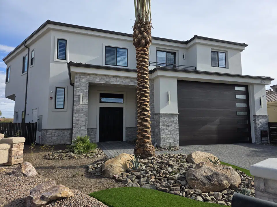 Eave line after seamless gutter installation