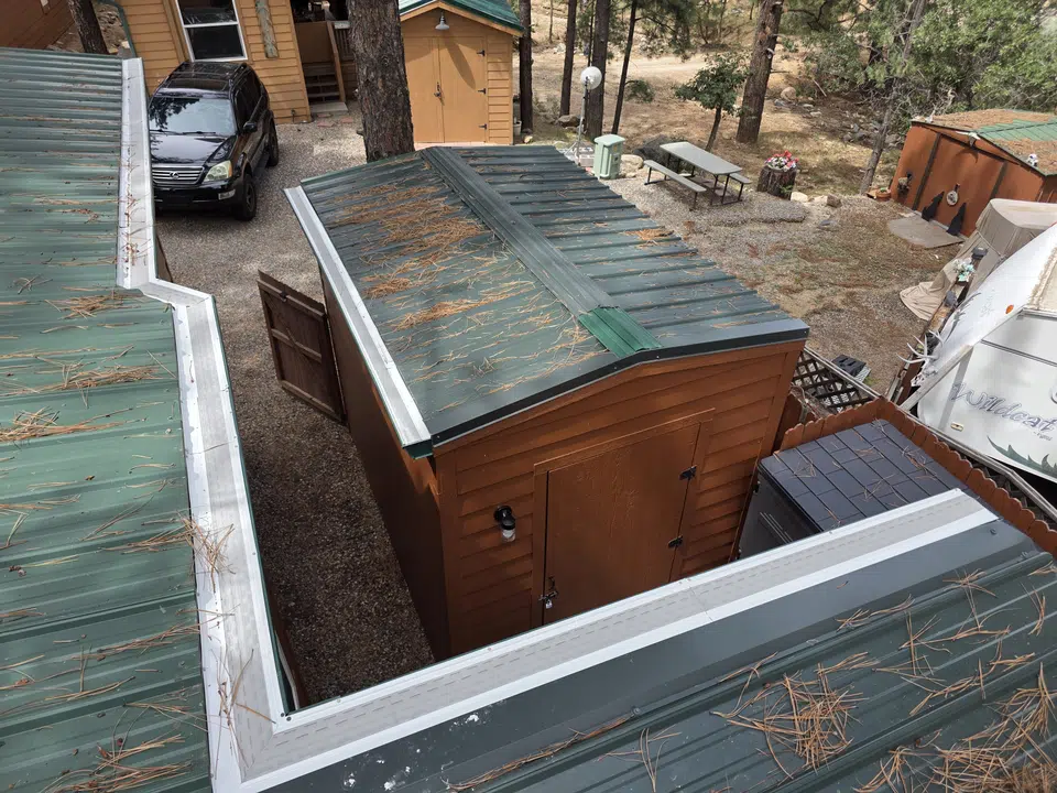 Completed gutter system with downspout routing